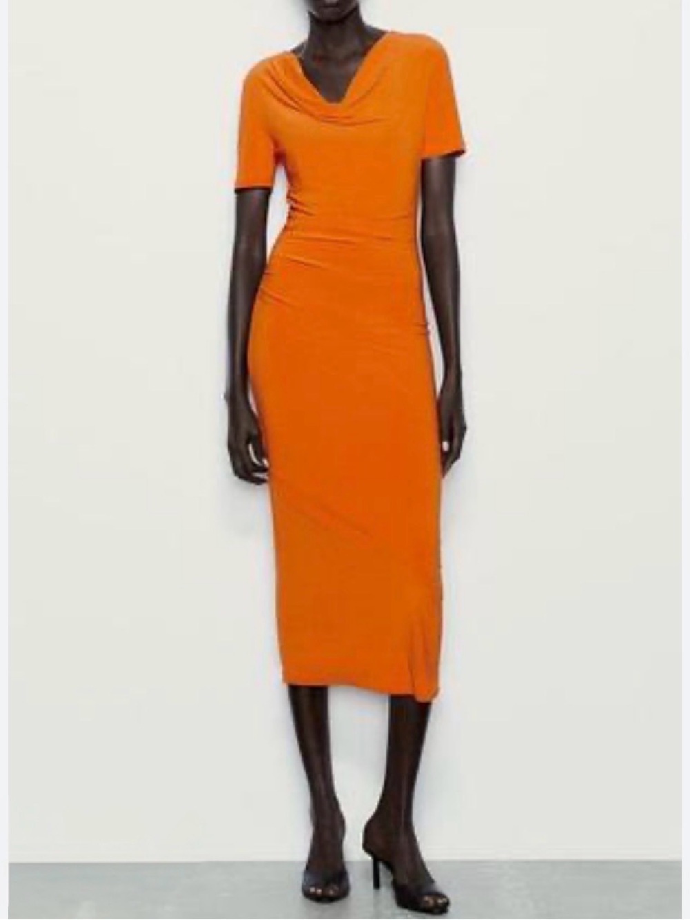 Zara New Orange Midi Dress